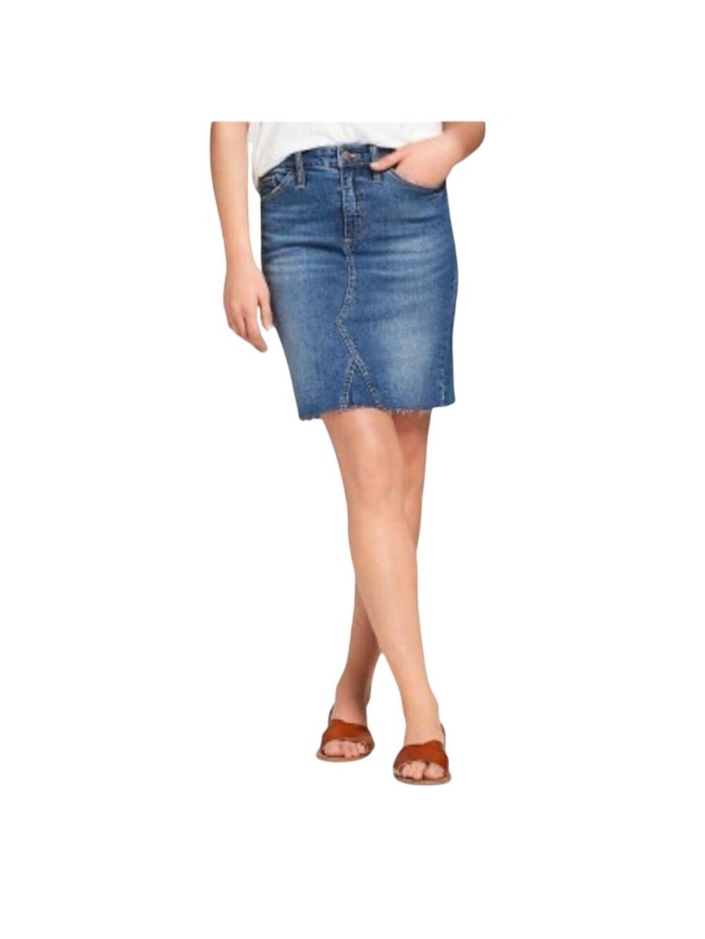 Universal Thread Denim Blue Jean Short Mini Skirt SZ 18/34 Medium Raw Hem